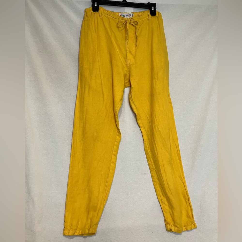 Jam's World Women's 100% Linen Pants Sunflower Yellow Size Medium RN#40179